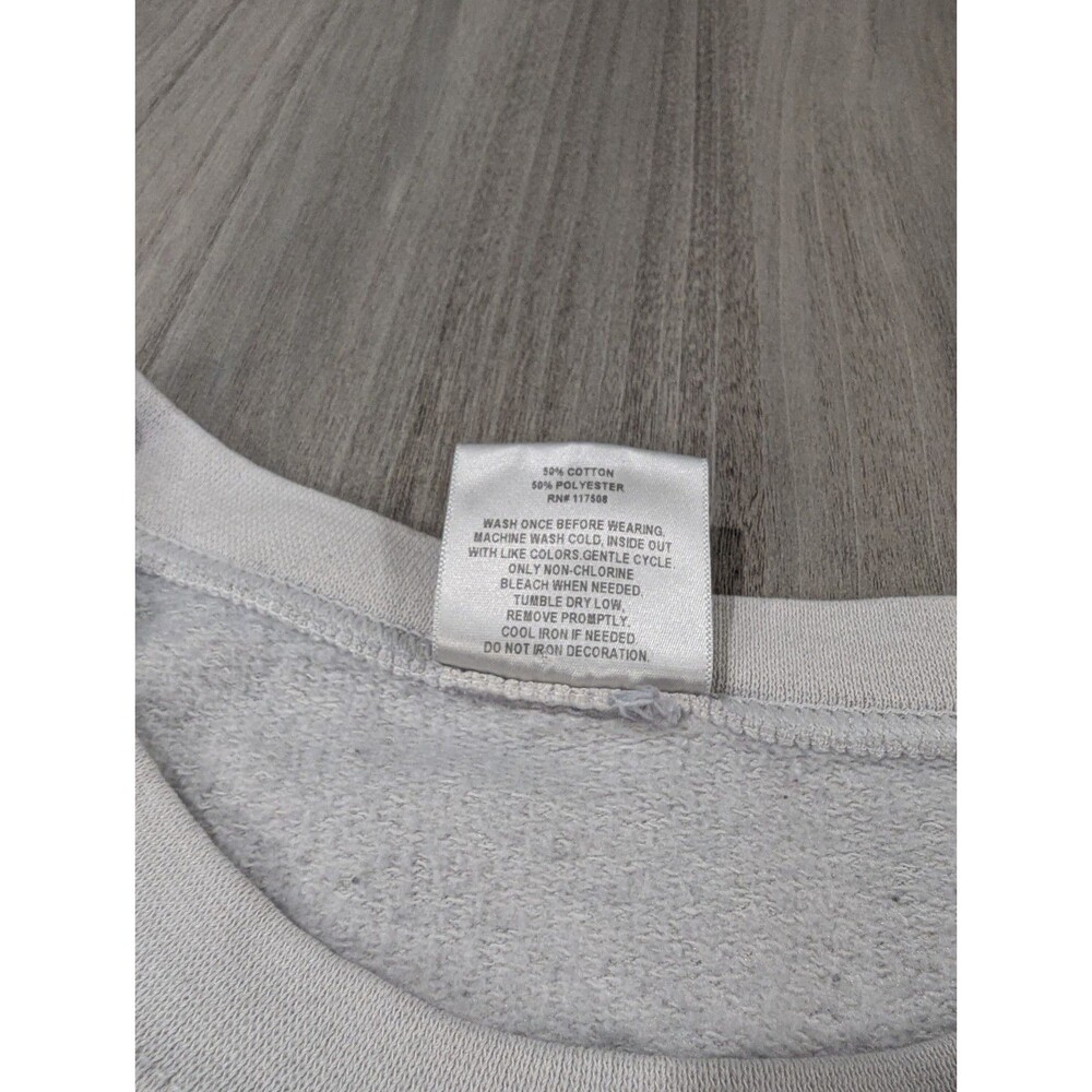 AC/DC Graphic Logo Fleece Crewneck Pullover Sweatshirt Tie Dye Gray White M - Picture 8 of 9